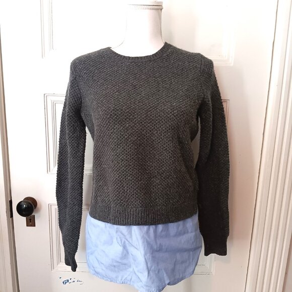 J. Crew Grey & Blue Wool Shirttail Sweater - Picture 2 of 10